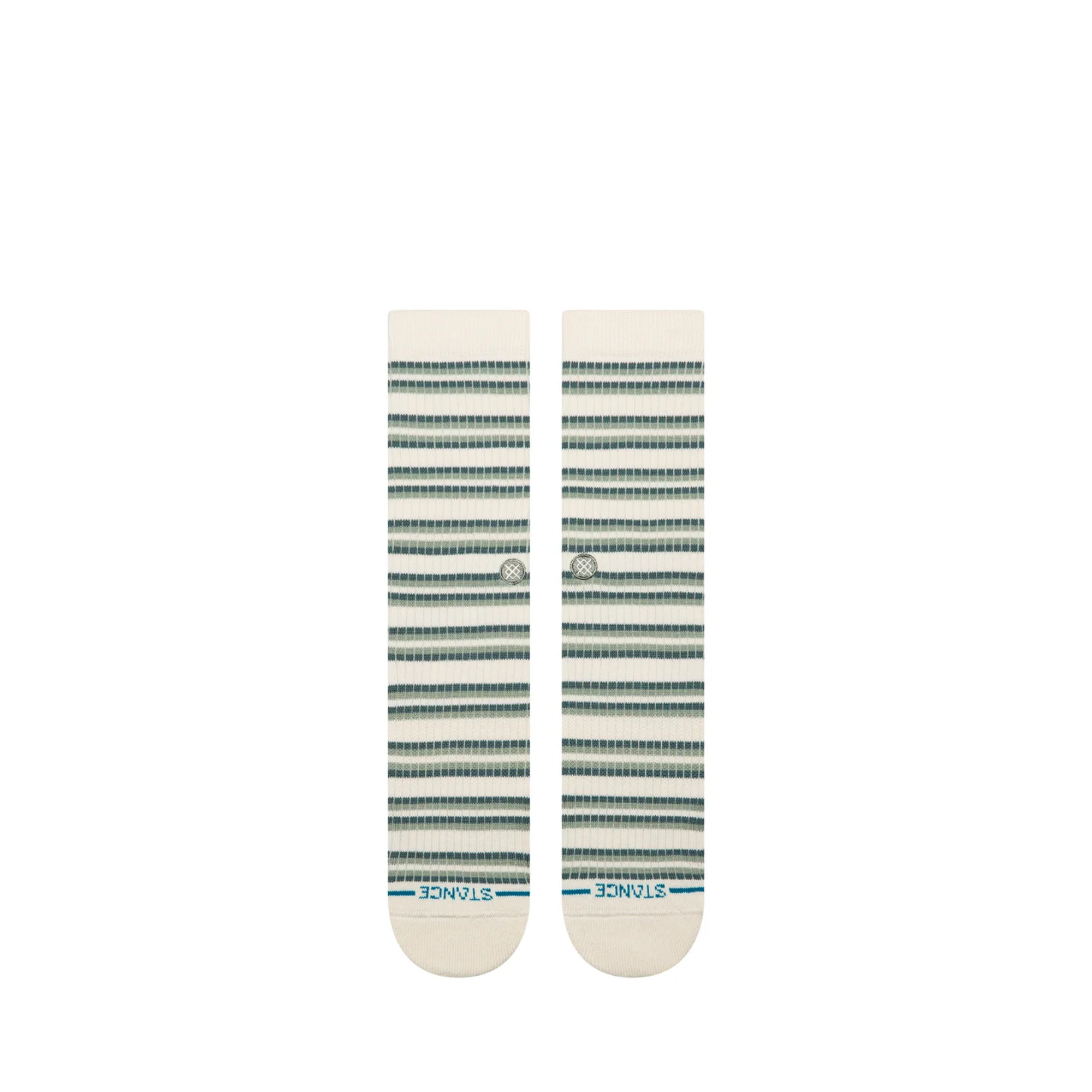 GREEN AND WHITE STRIPE RIBBED STANCE CREW SOCK ON A WHITE BACKGROUND