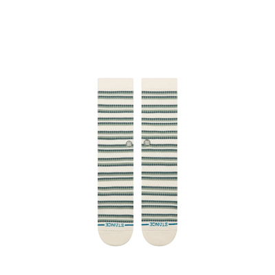 GREEN AND WHITE STRIPE RIBBED STANCE CREW SOCK ON A WHITE BACKGROUND