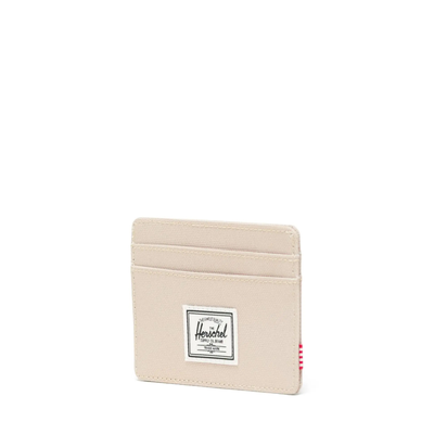 khaki herschel charlie front pocket card wallet on a white background