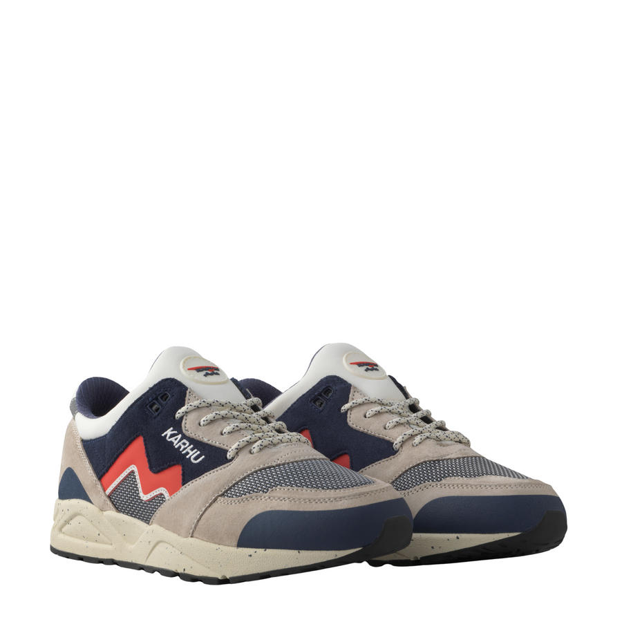 Karhu aria 95 men's Sneaker with red and blue accents on a white background