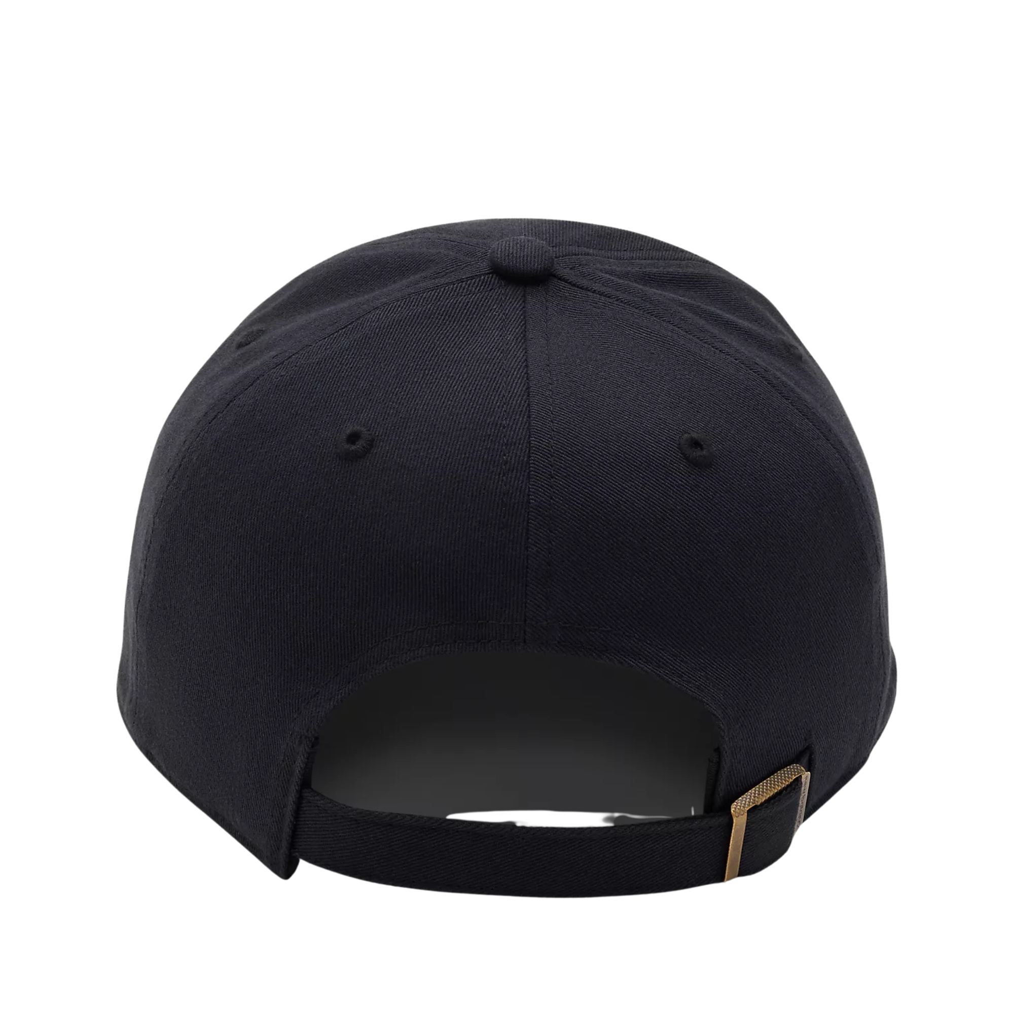 Black new balance numeric clean up hat with a logo on a white background