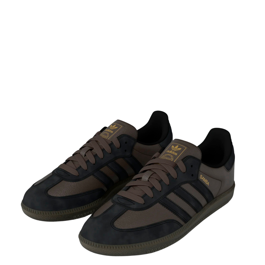 brown leather and suede men's adidas skateboarding adv sneaker with gum sole on a white background