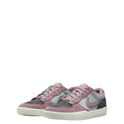 Multicolor NIKE SB women's force 58 sneaker with a pink swoosh on a white background