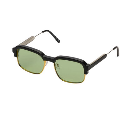 black and gold spitfire rethink sunglasses with mint green lenses