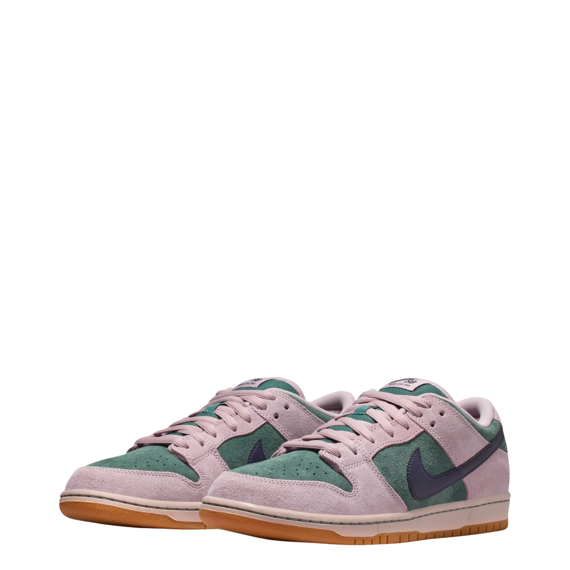 nike sb dunk low skateboard Sneaker with green and pink design on a white background