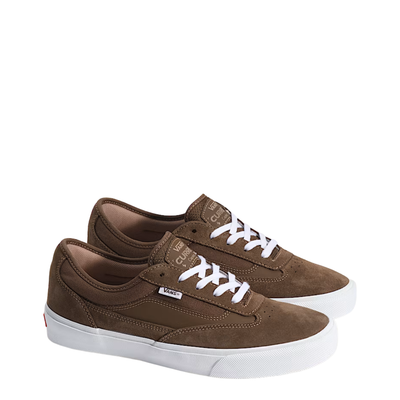 Brown curren caples vans skateboard sneaker with white sole on a white background