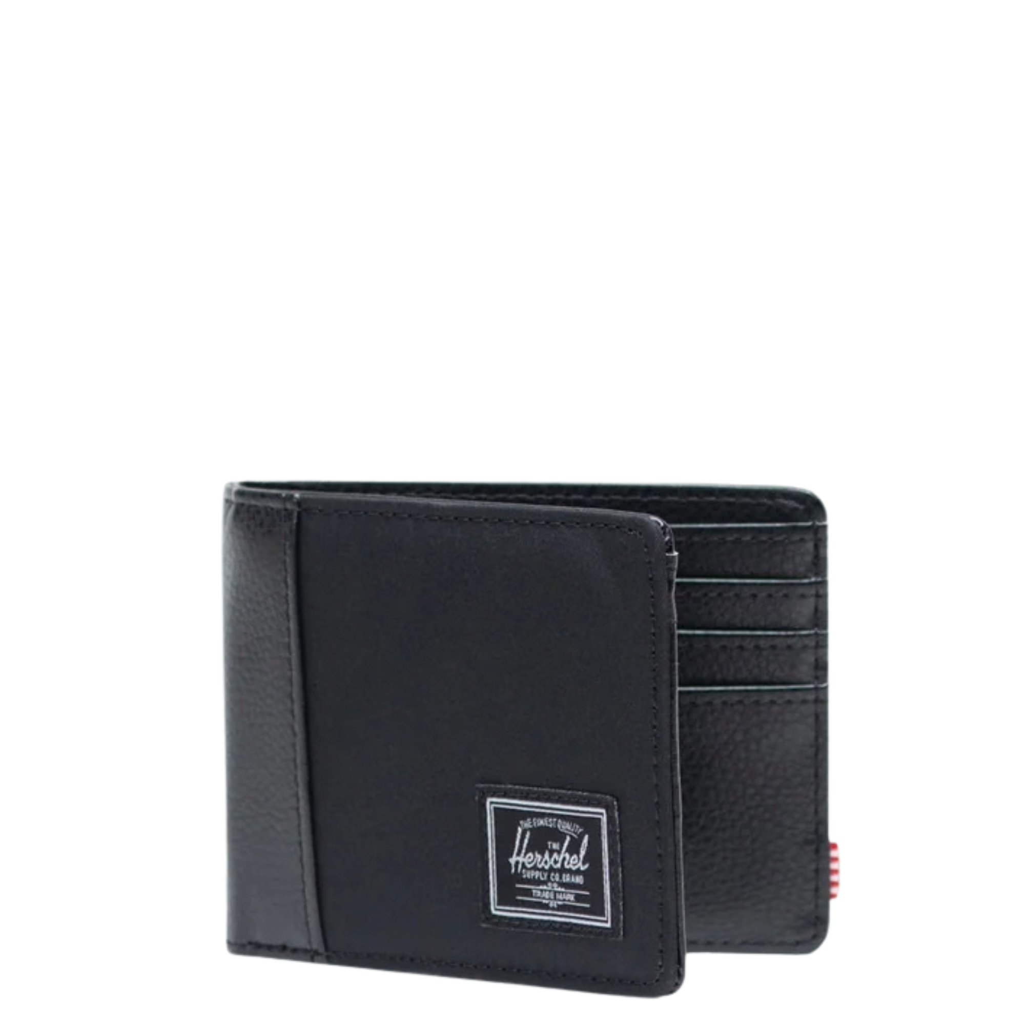 black and grey twill herschel hank wallet on a white background
