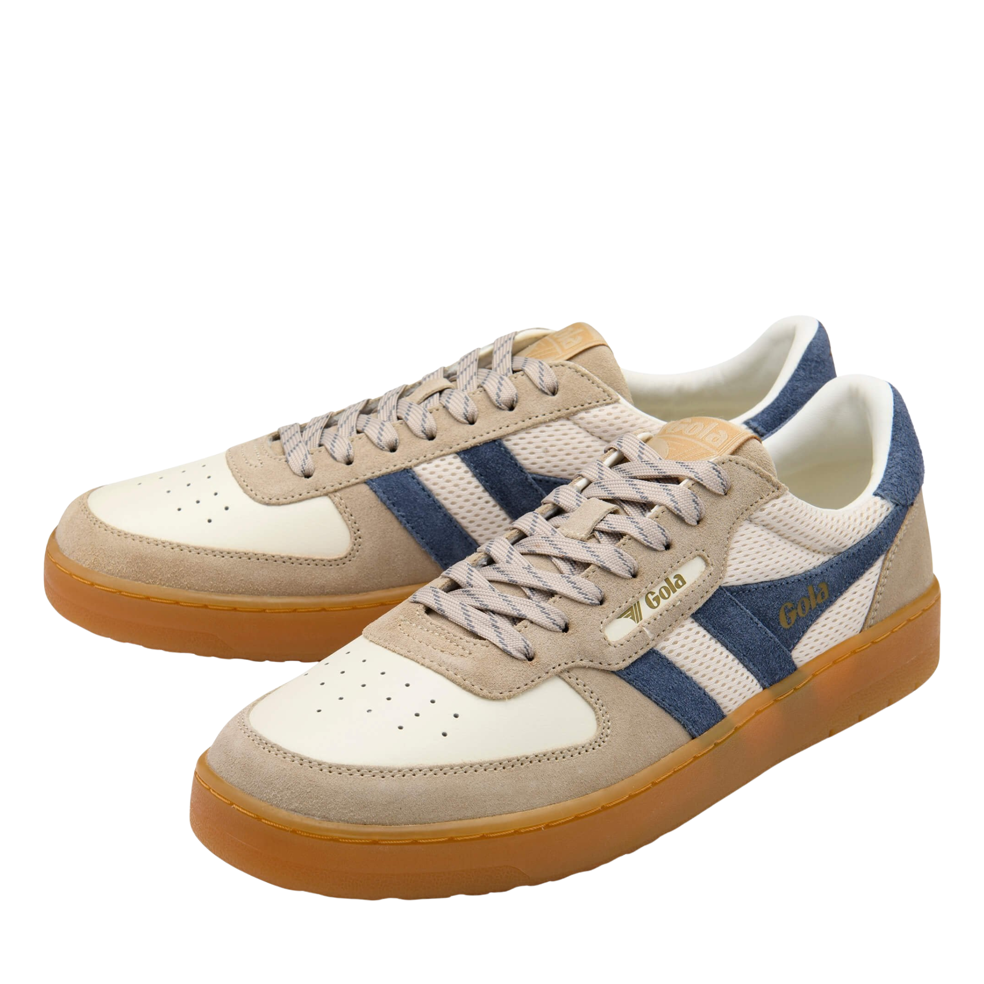 gola men's hawk '83 Sneaker with blue and brown design on a white background