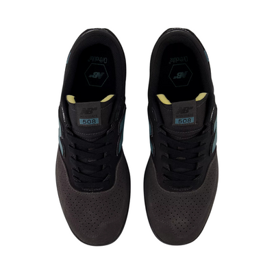 black and grey new balance numeric brandon westgate 508 with teal N and black sole