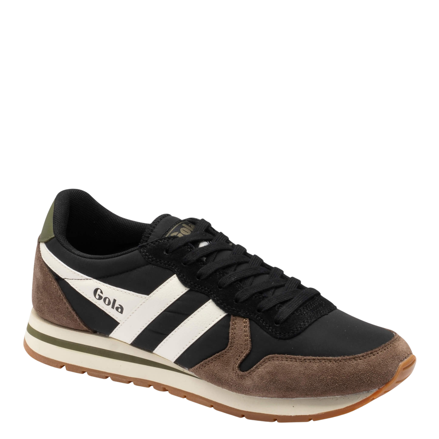 brown suede and black nylon gola mens daytona sneaker on a white background