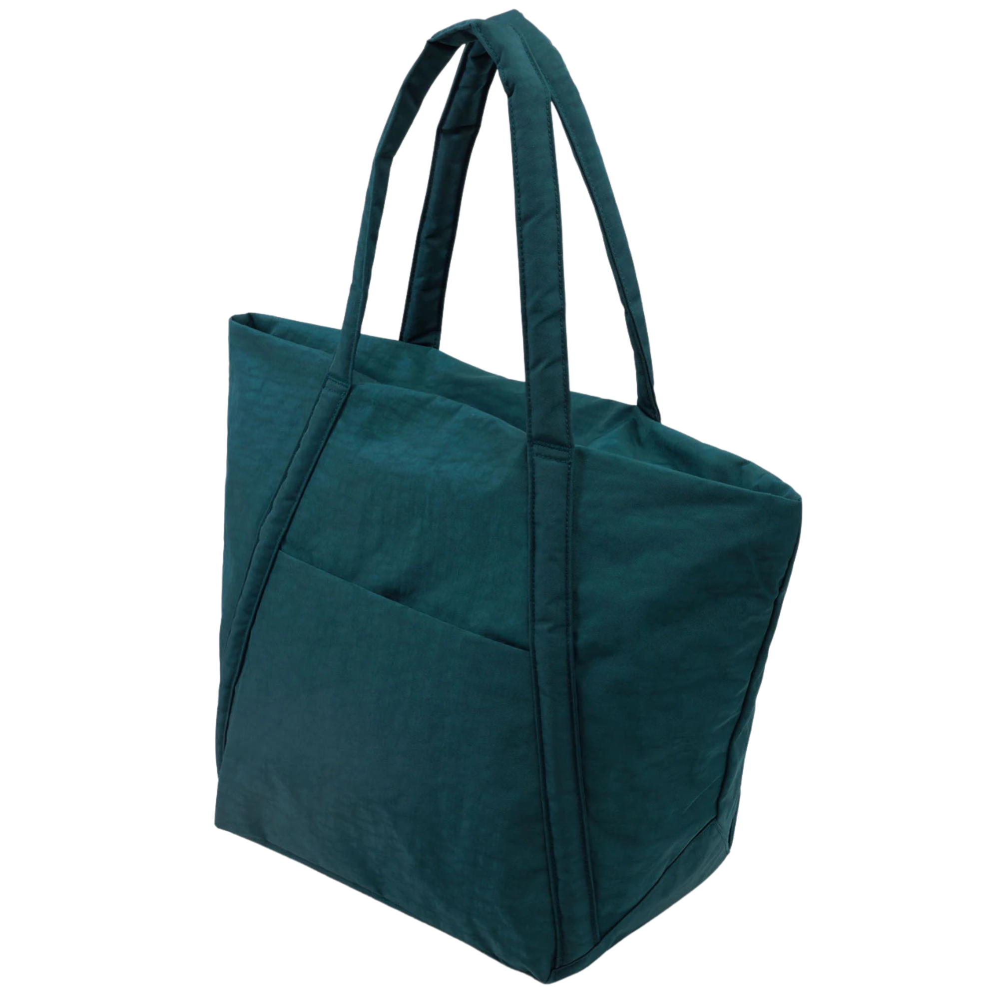 Teal tote bag on a white background