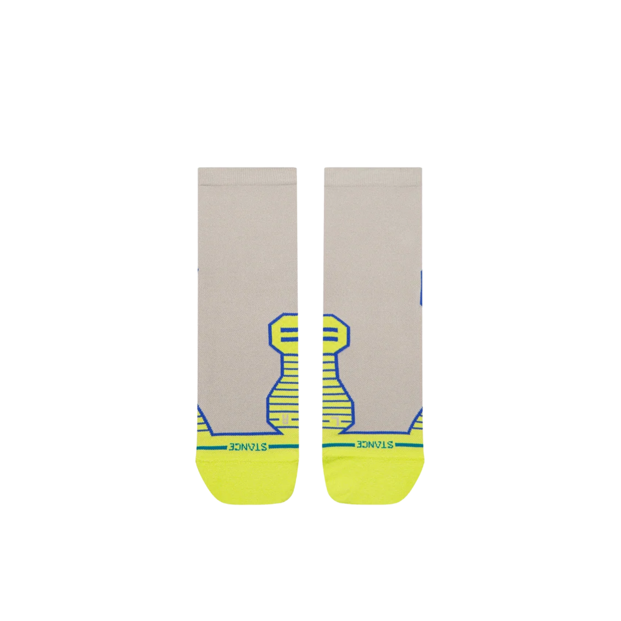 white and neon yellow ultralight stance pop out quarter height athletic socks