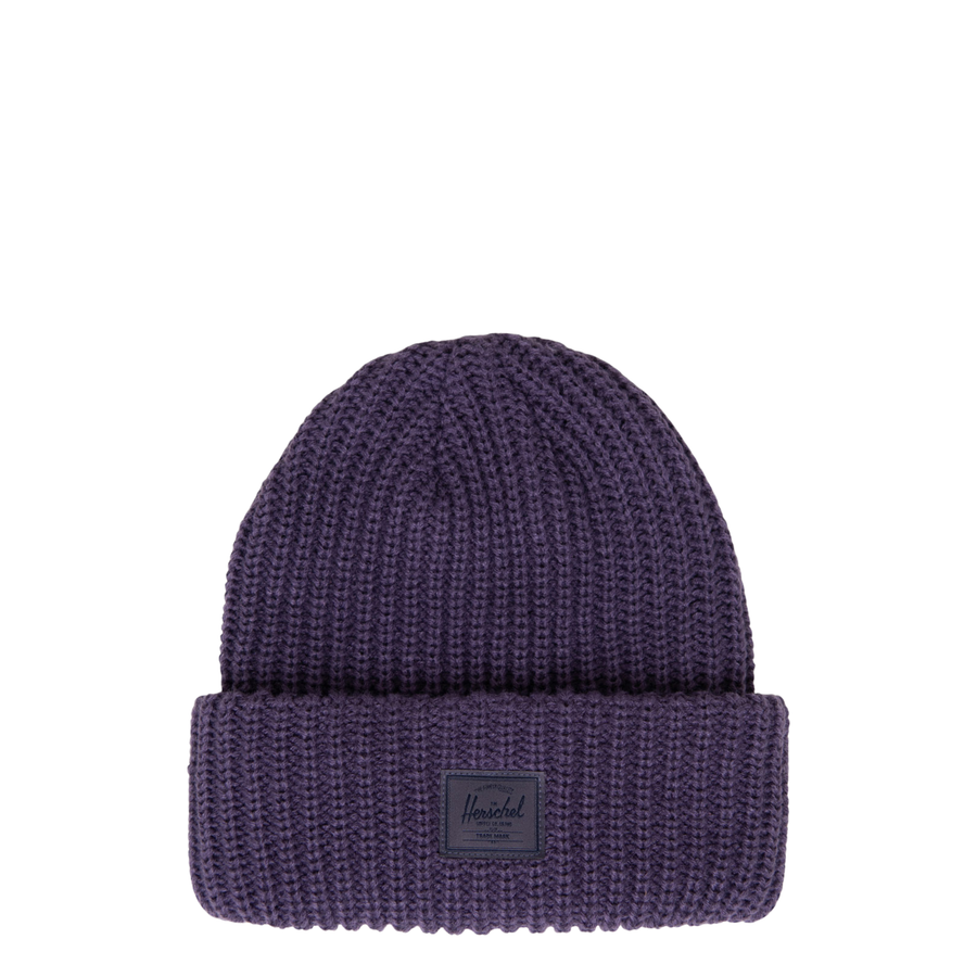 purple herschel douglas knit beanie on a white background