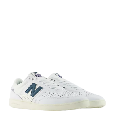 White new balance numeric brandon westgate 508 sneaker with a green 'N' logo on a white background