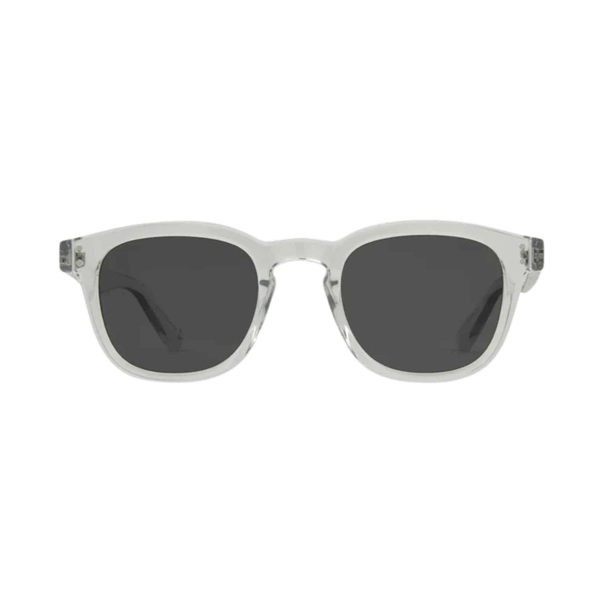 A pair of square carve usa eyewear havana sunglasses with a translucent frame and dark gray lenses, shown from a front-facing perspective on a solid white background.