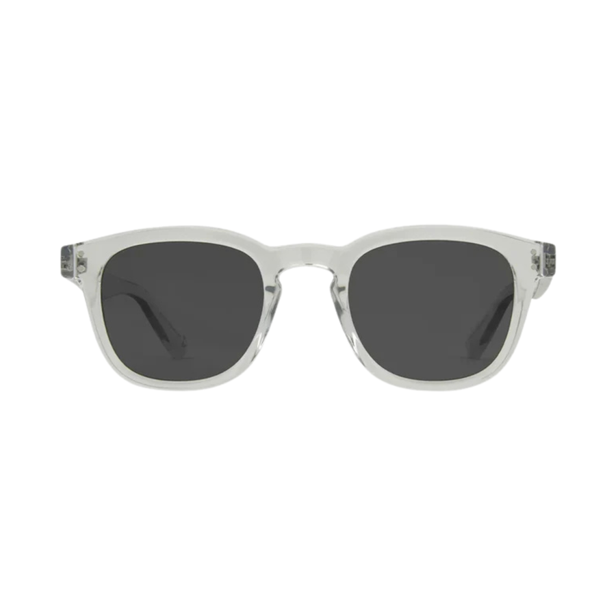 A pair of square carve usa eyewear havana sunglasses with a translucent frame and dark gray lenses, shown from a front-facing perspective on a solid white background.