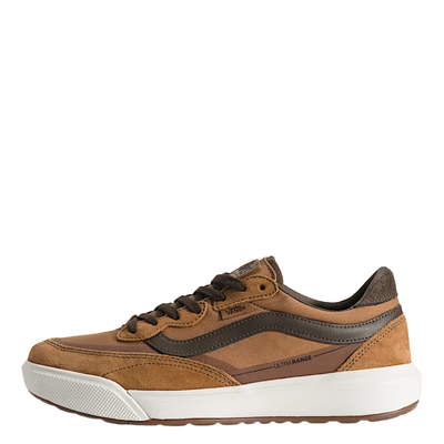 brown vans ultrarange se men's sneaker with white sole on a white background