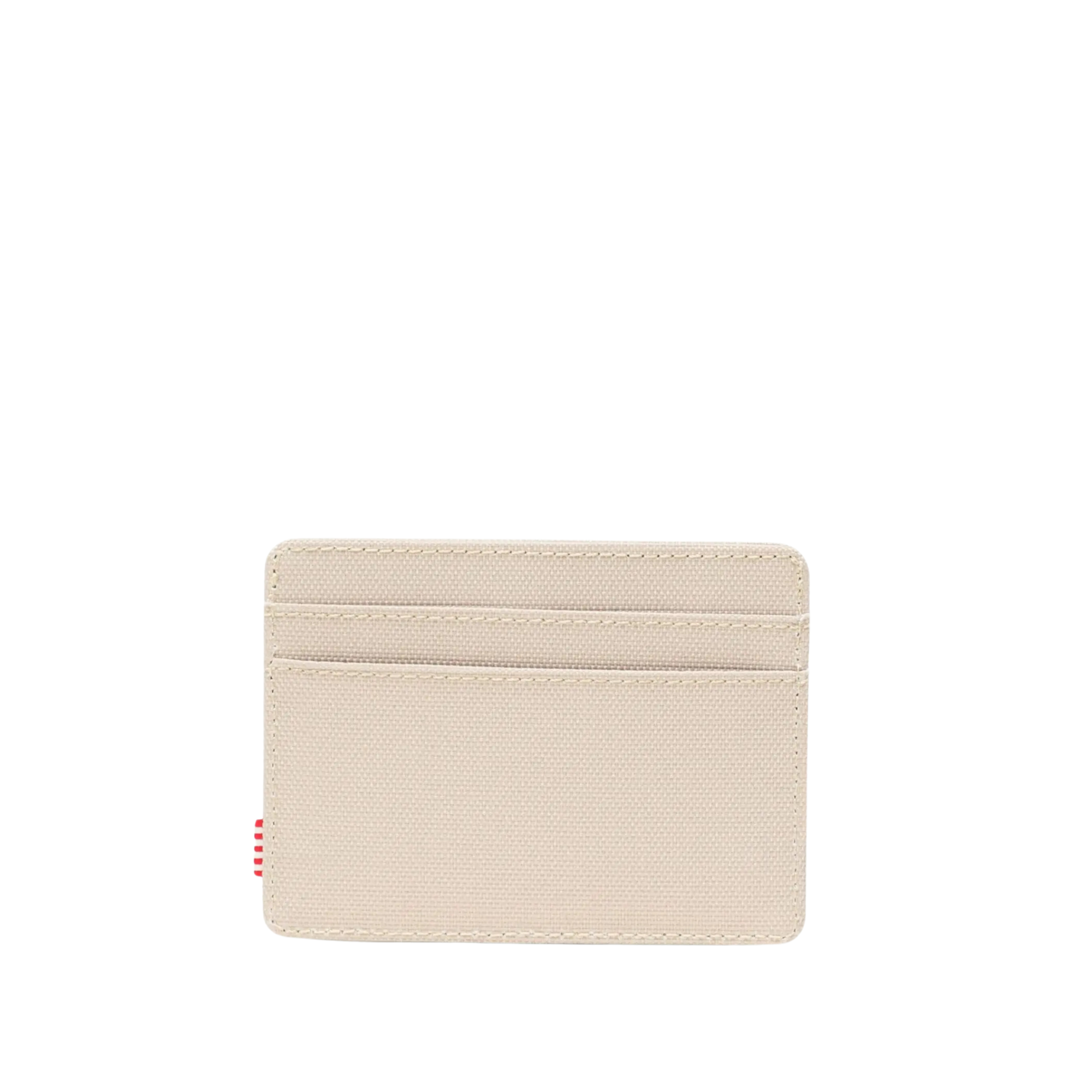 khaki herschel charlie front pocket card wallet on a white background