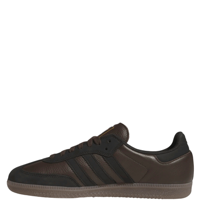 brown leather and suede men's adidas skateboarding adv sneaker with gum sole on a white background