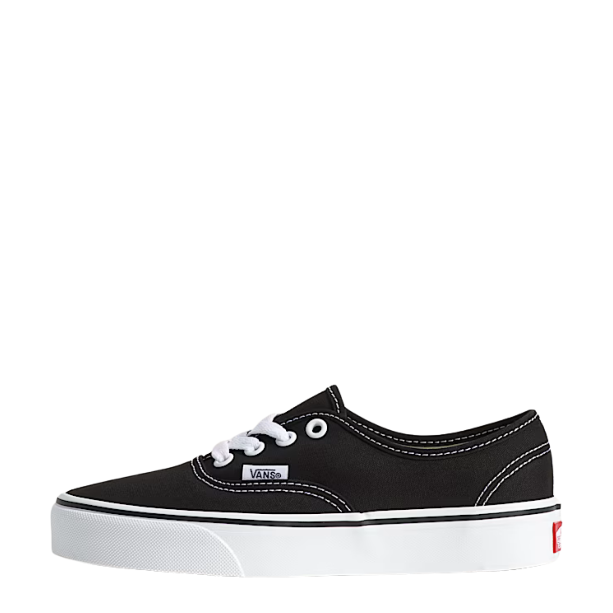 black vans big kids authentic shoes on a white background