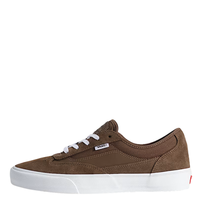 Brown curren caples vans skateboard sneaker with white sole on a white background