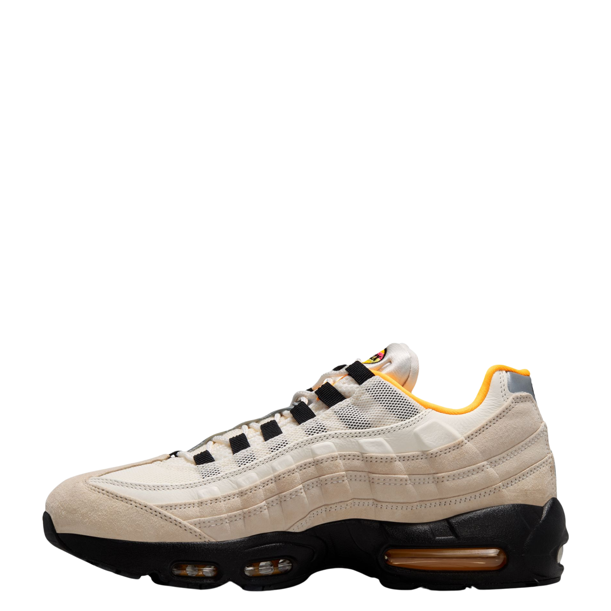 tan nike sb fc pack air max 95 club 58 with black sole and orange detail on a white background