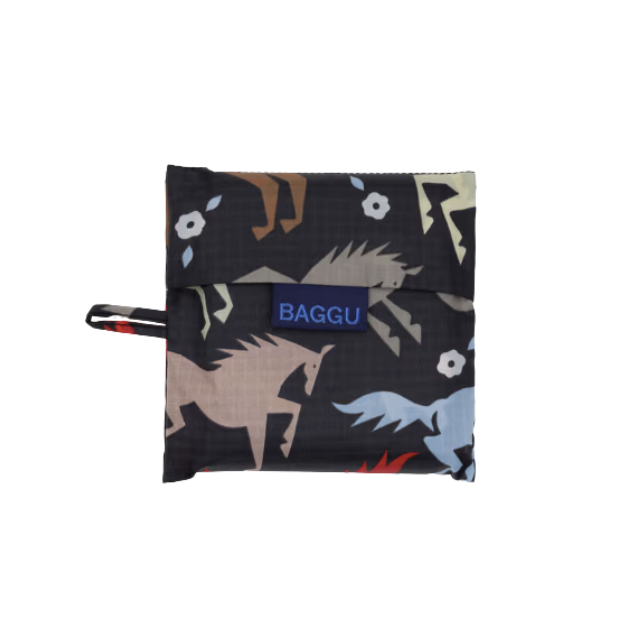 foldable Reusable Baggue standard tote bag with horse pattern on a white background