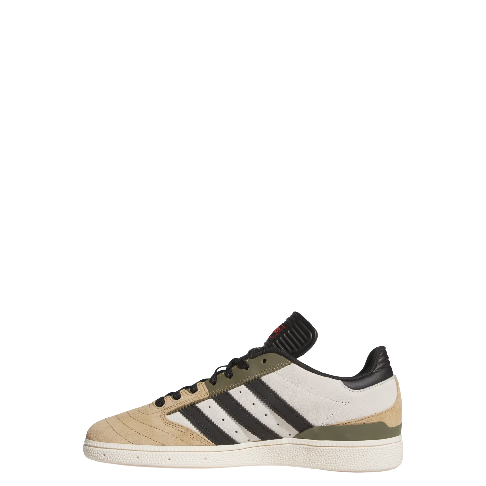 Beige and black Adidas BUSENITZ mens skateboard sneaker on a white background