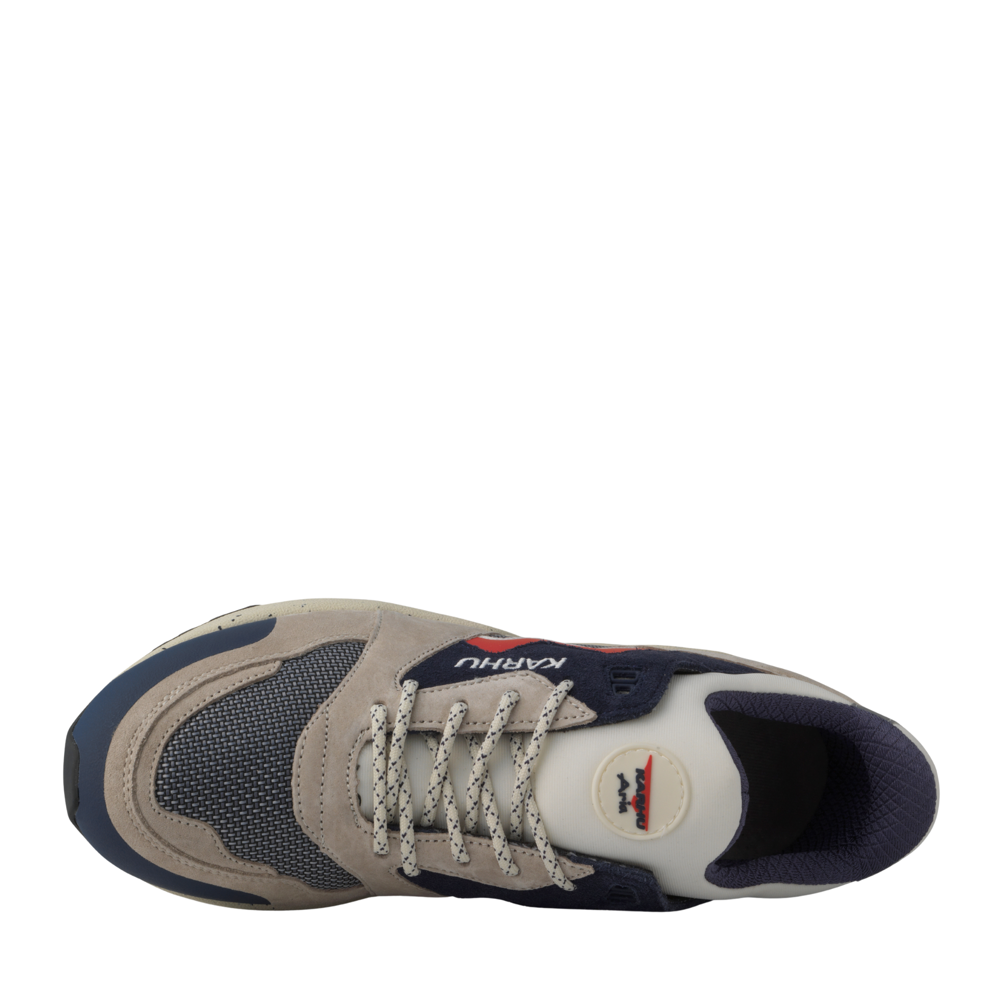 Karhu aria 95 men's Sneaker with red and blue accents on a white background