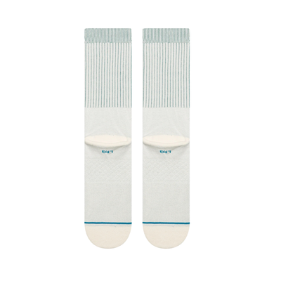 White stance icon socks with green stripes on a white background