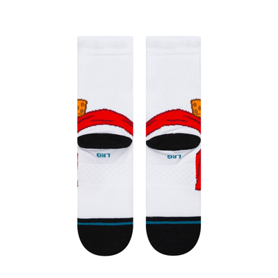 white stance kids socks featuring frosty the snowman on a white background
