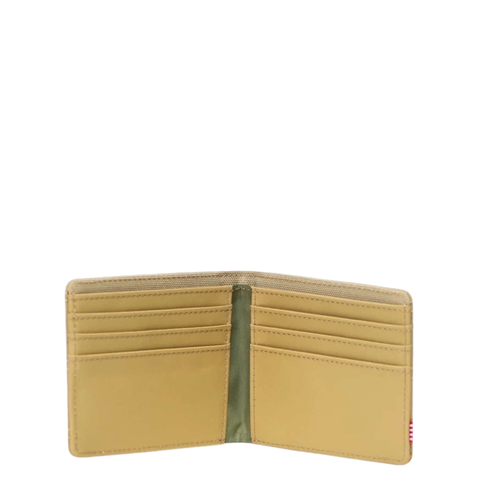 tan quilted herschel roy wallet on a white background
