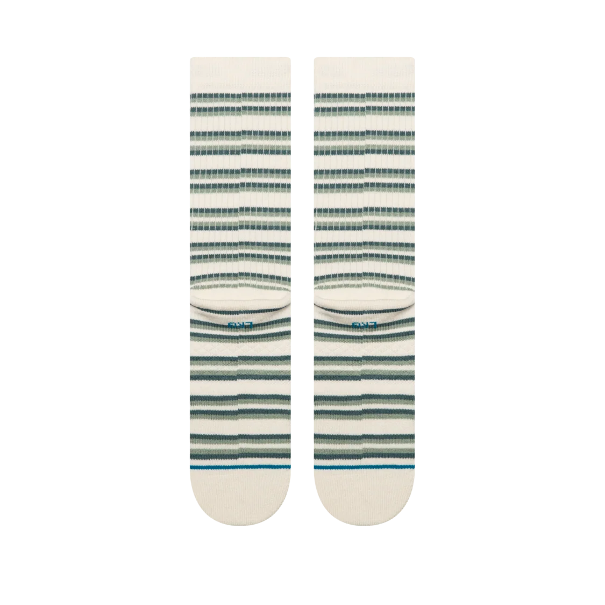 GREEN AND WHITE STRIPE RIBBED STANCE CREW SOCK ON A WHITE BACKGROUND