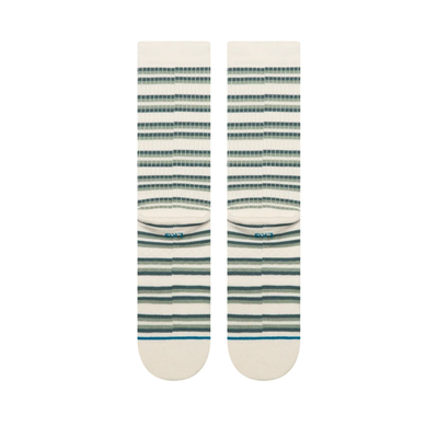 GREEN AND WHITE STRIPE RIBBED STANCE CREW SOCK ON A WHITE BACKGROUND