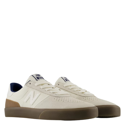 White new balance numeric 272 sneaker with brown sole on a white background