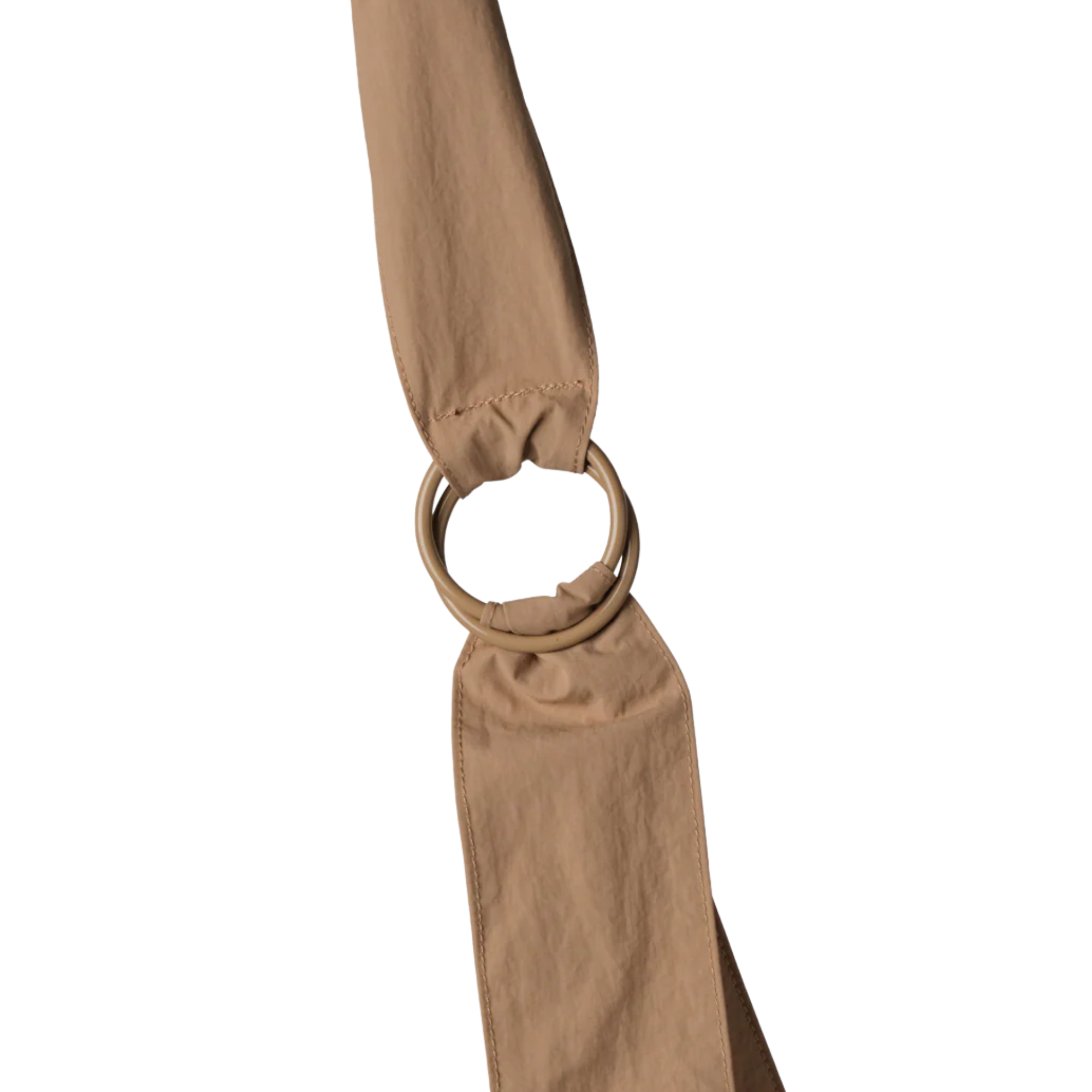 Beige thread slouchy shoulder bag on a white background