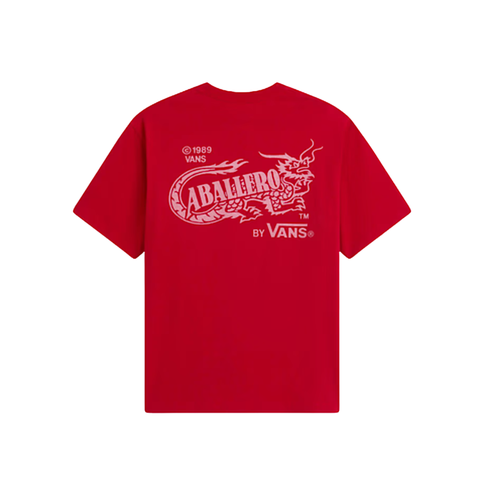 vans caballero tee shirt featuring a white dragon on a white background