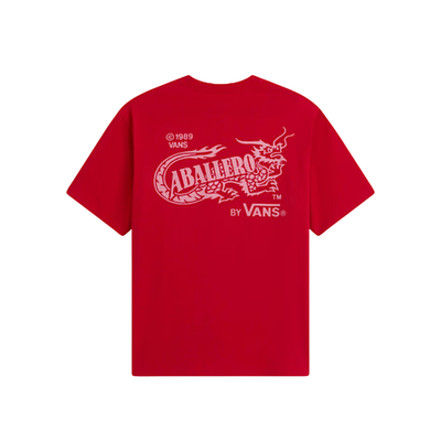 vans caballero tee shirt featuring a white dragon on a white background