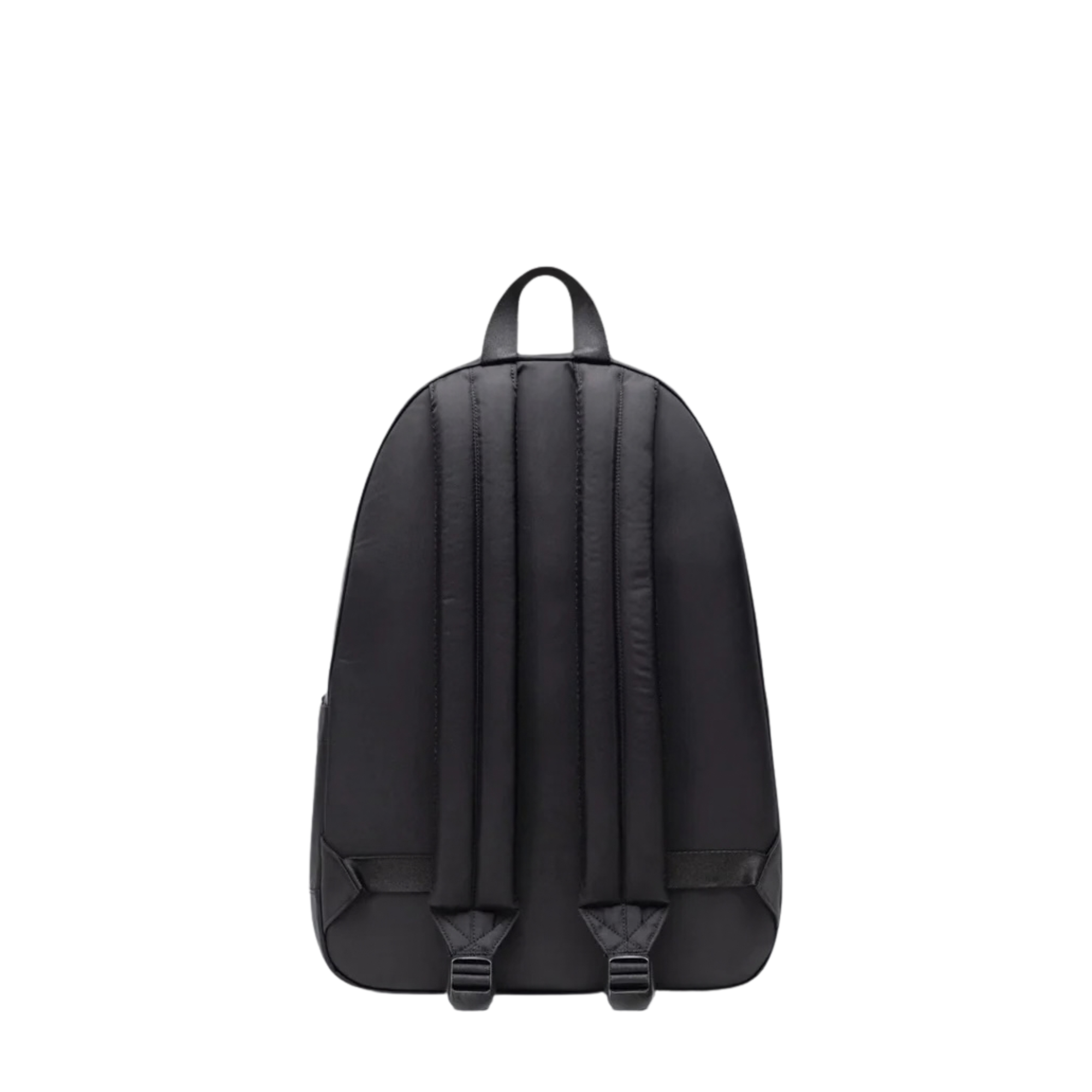 back of a black herschel classic xl backpack on a white background