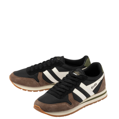 brown suede and black nylon gola mens daytona sneaker on a white background
