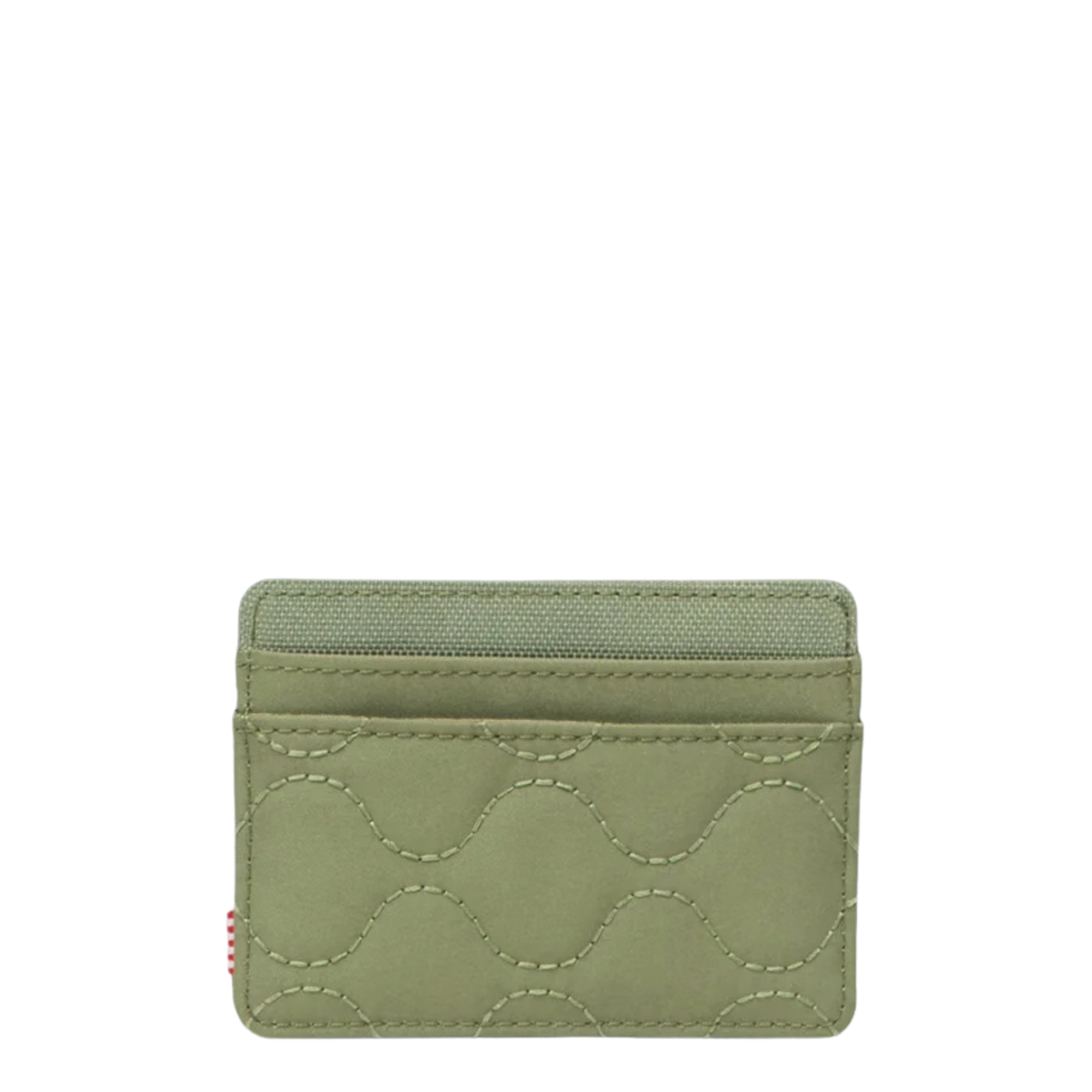 green quilted herschel charlie card wallet