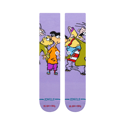 stance x ed edd and eddy purple crew socks