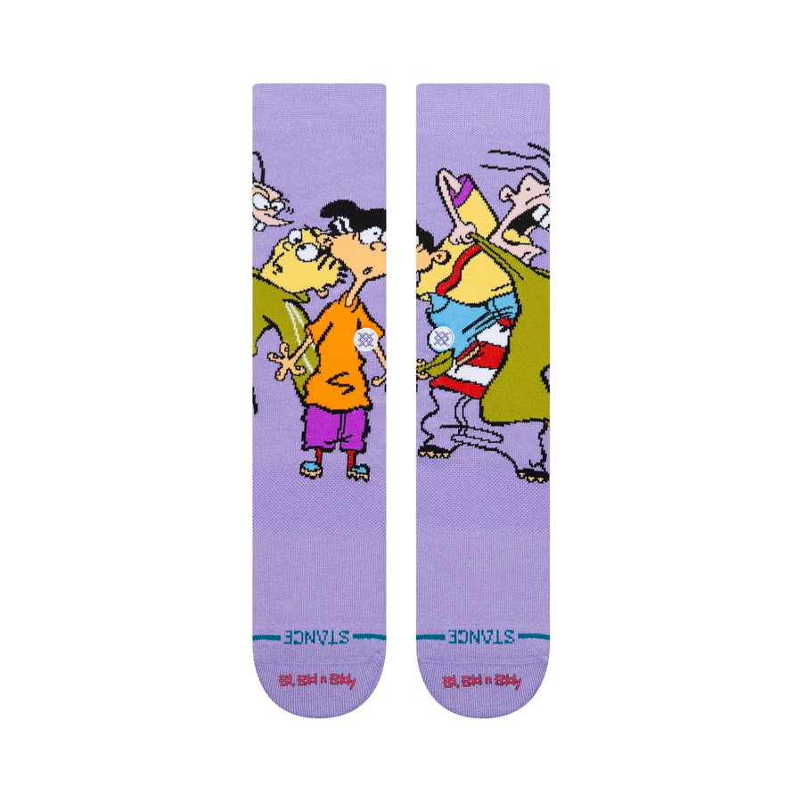 stance x ed edd and eddy purple crew socks