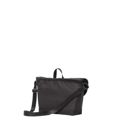 Black PATTERNED herschel messenger bag on a white background