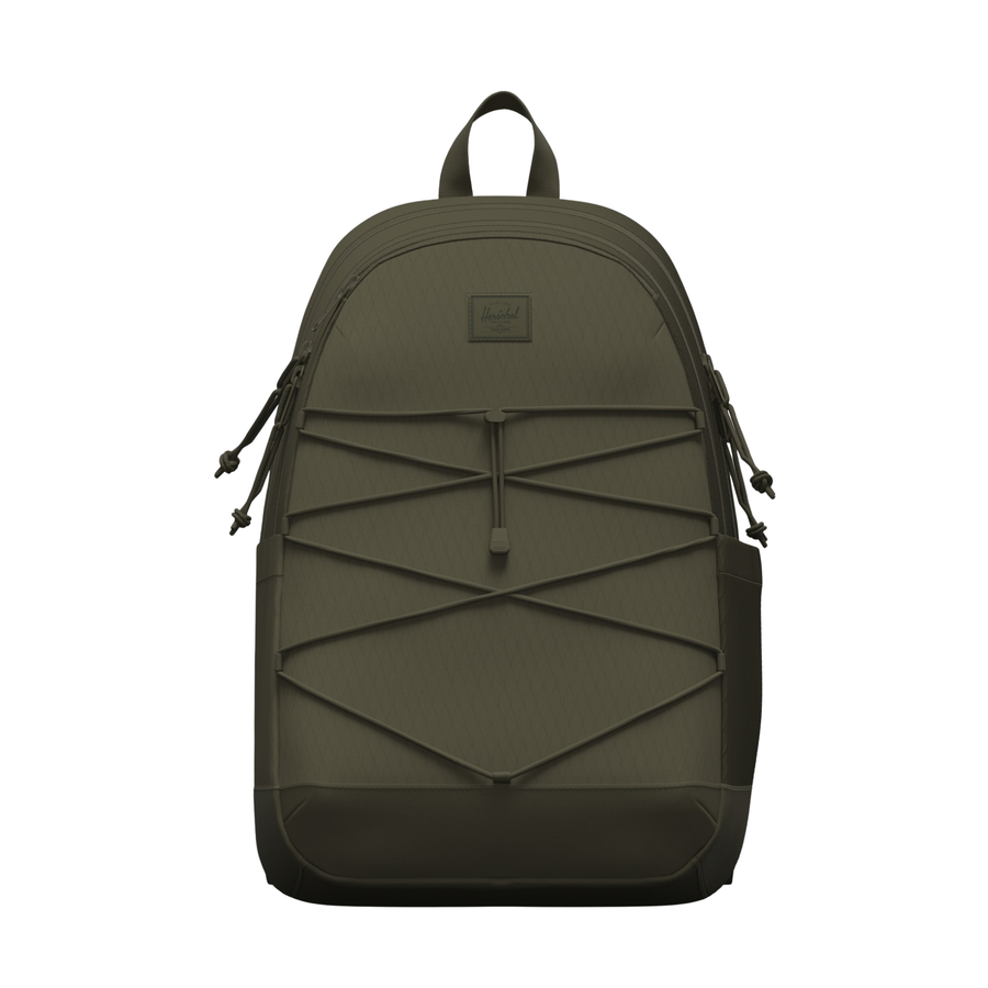 ivy green herschel kingstone backpack with a diamond pattern on a white background
