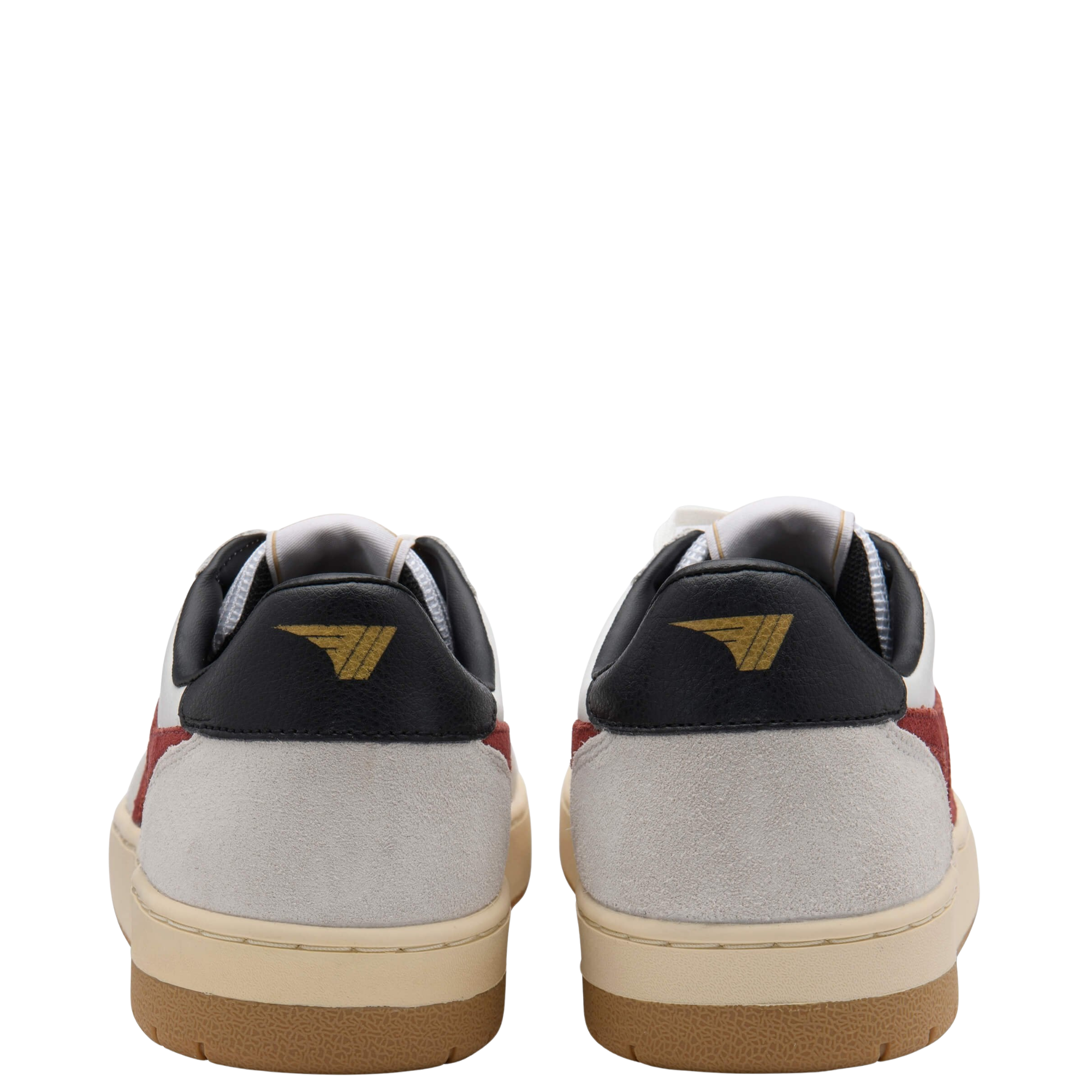 white gola men's hawk sneaker with red stripes on a white background