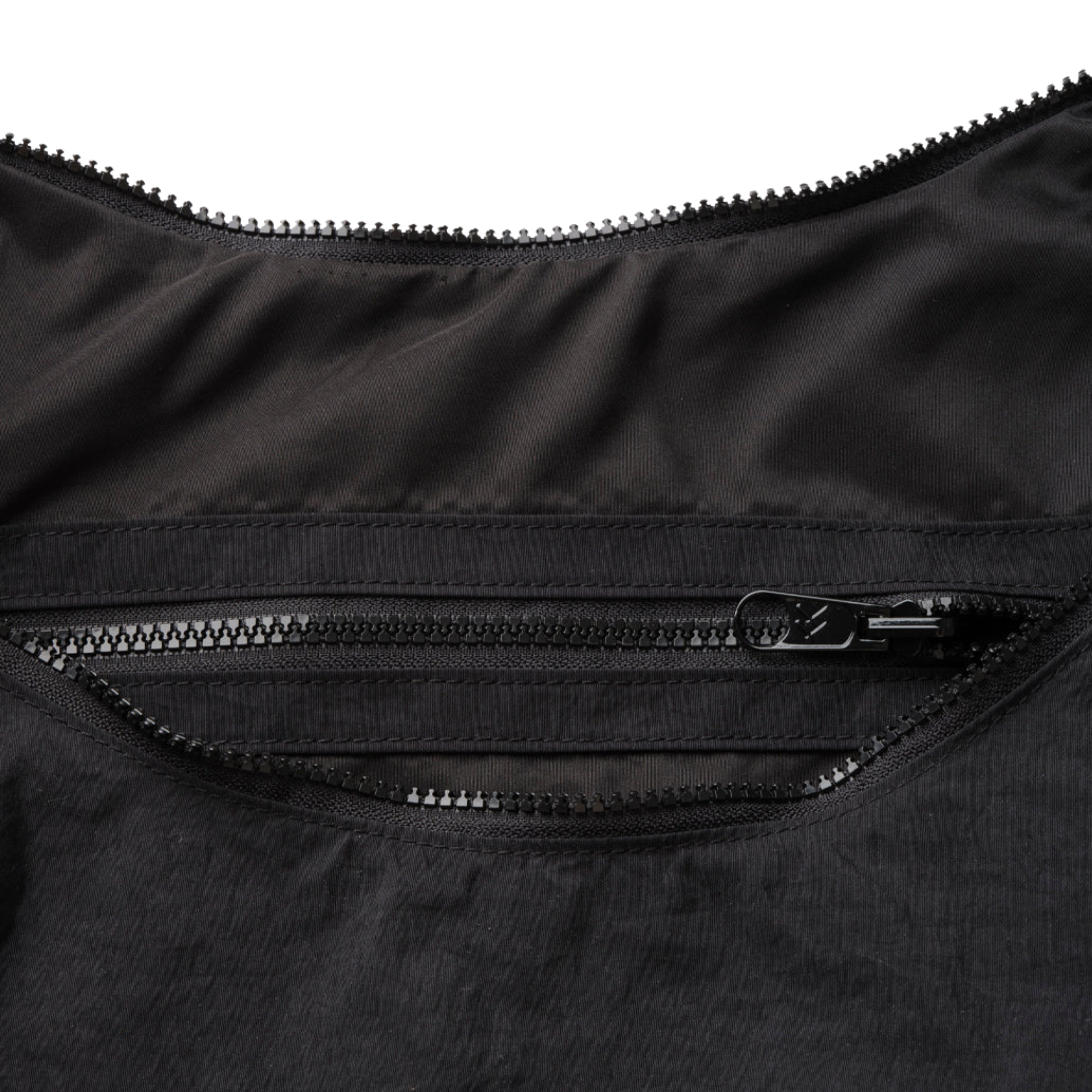 Black thread slouchy shoulder bag on a white background