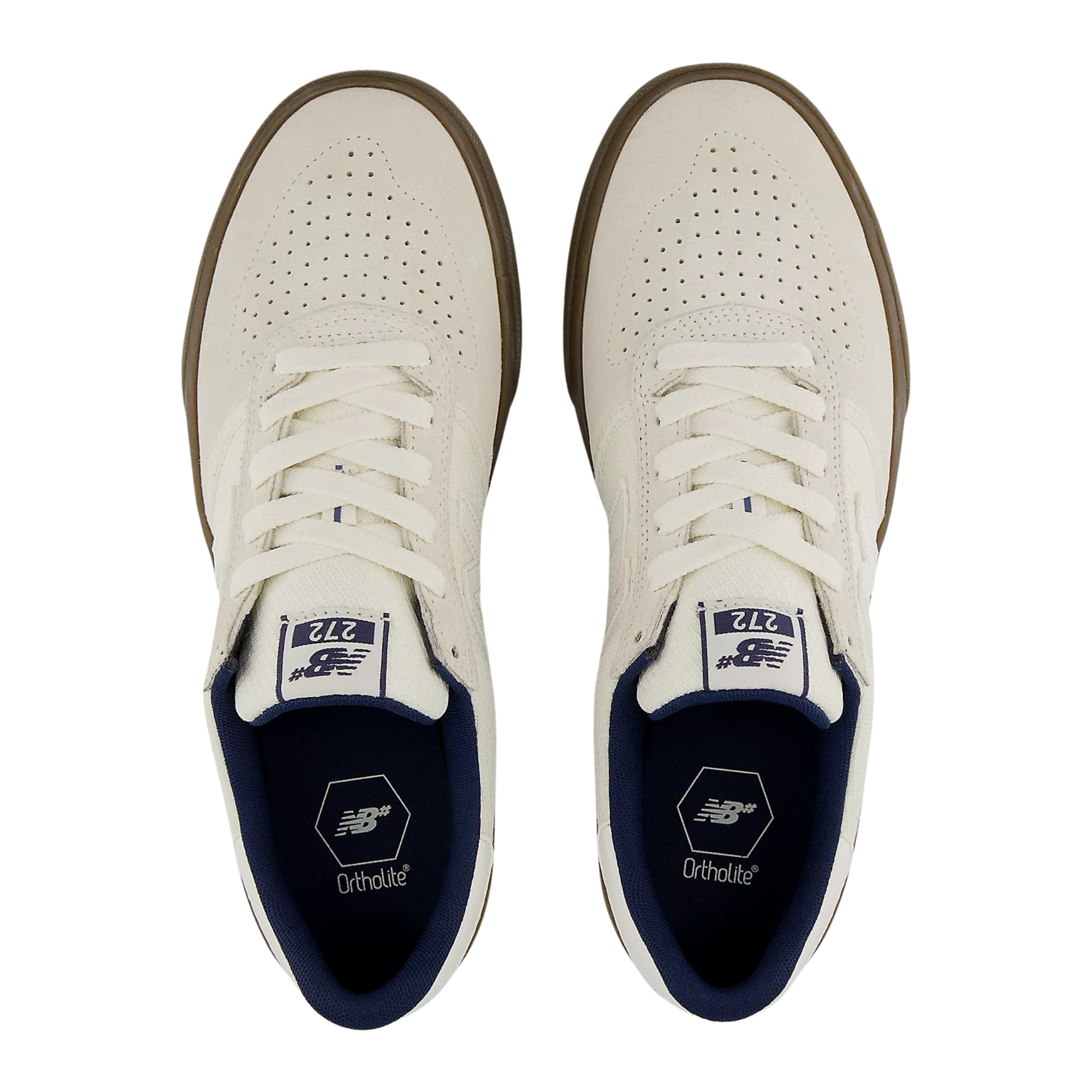 White new balance numeric 272 sneaker with brown sole on a white background