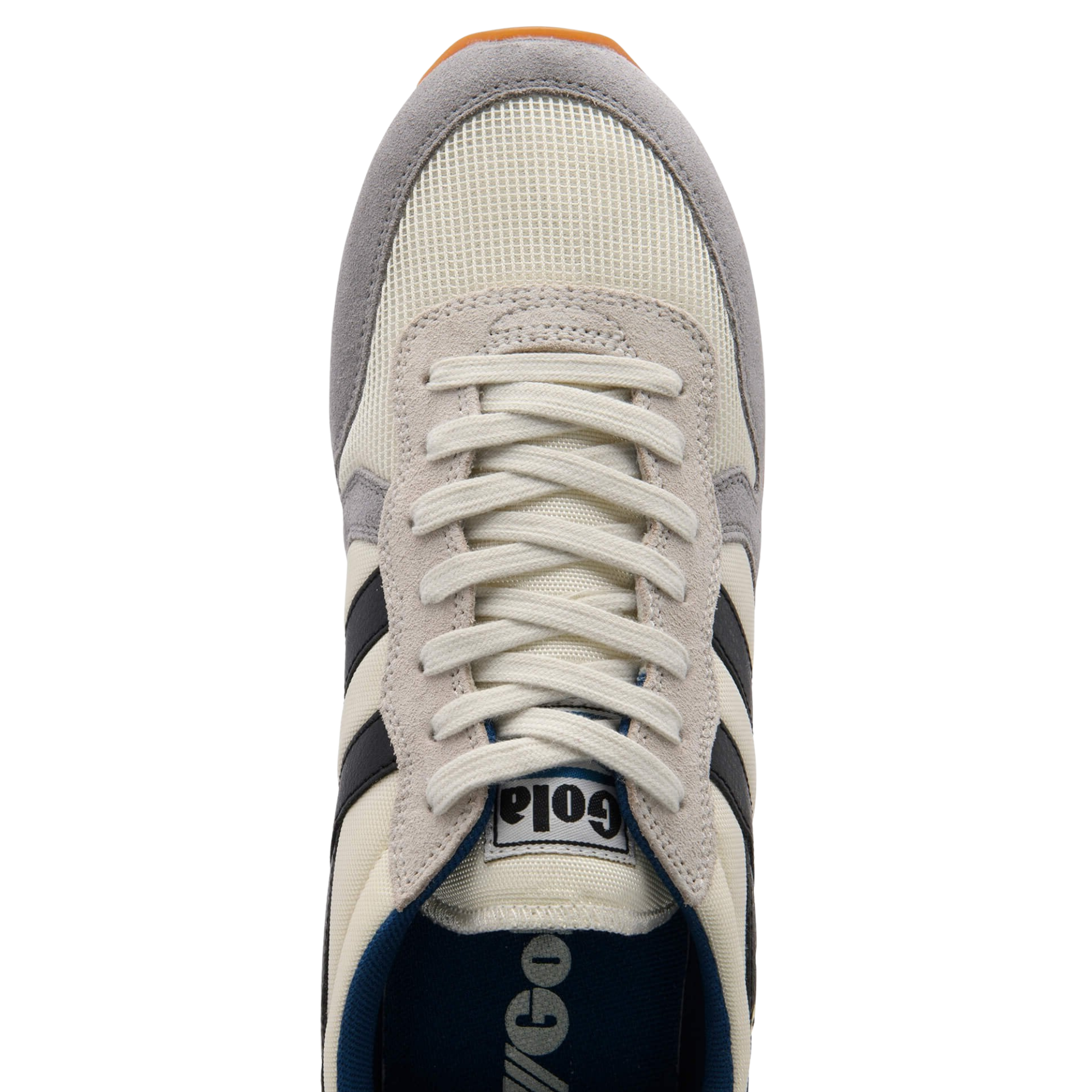 Gola men's daytona Sneaker with gray, blue, and black design on a white background