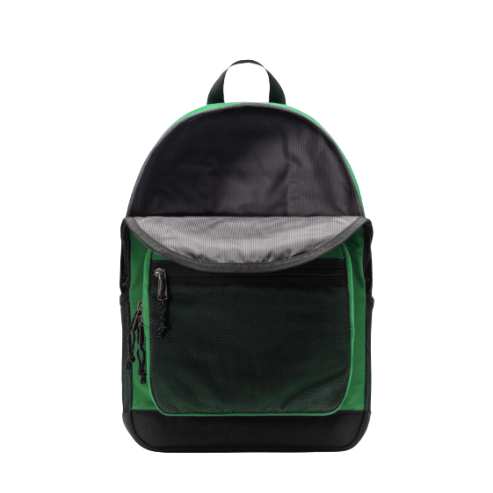 Green and black herschel kaine backpack on a white background